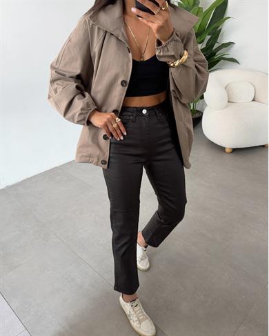 Koyu Kahve Mumlu Kaplama Jean