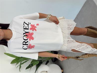 Krem Baskılı T-Shirt