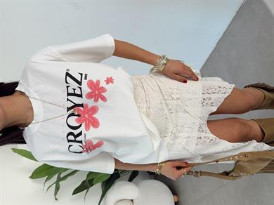Krem Baskılı T-Shirt
