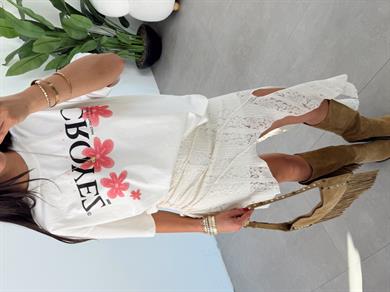 Krem Baskılı T-Shirt