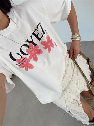 Krem Baskılı T-Shirt