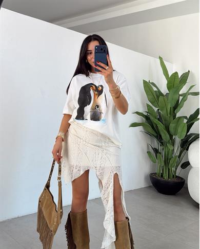 Krem Baskılı Tişört