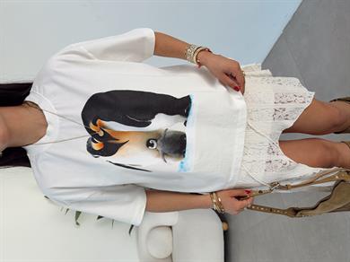 Krem Baskılı Tişört