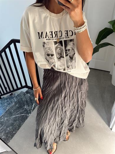 Krem Ice Cream Baskılı Tshirt
