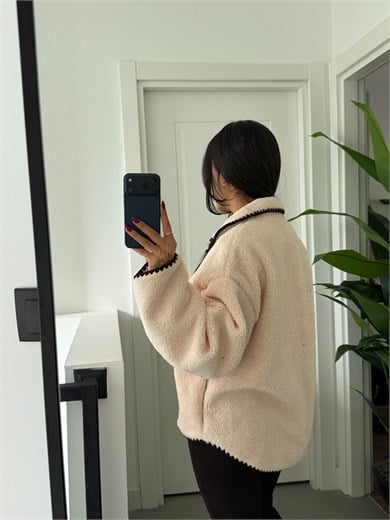 Krem Kahve Çoban Dikiş Polar Sweat