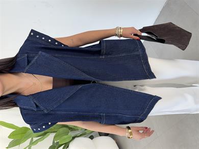 Kuşaklı Trop Detaylı Oversize Yelek