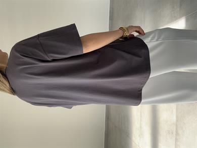 L-B Antrasit Bisiklet Yaka Tişört