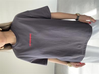 L-B Antrasit Bisiklet Yaka Tişört