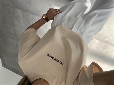 L-B Bej Bisiklet Yaka Tişört