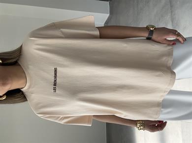 L-B Bej Bisiklet Yaka Tişört