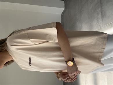 L-B Bej Bisiklet Yaka Tişört