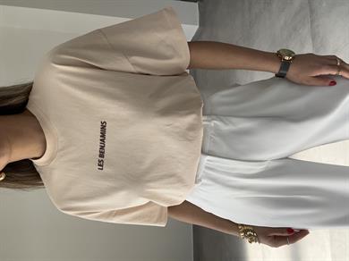 L-B Bej Bisiklet Yaka Tişört