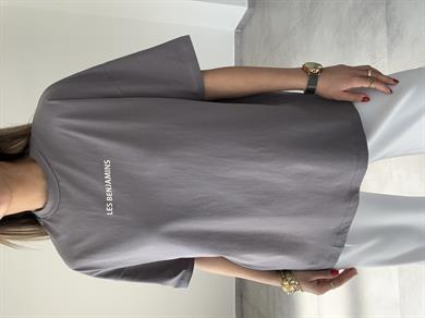 L-B Gri Bisiklet Yaka Tişört