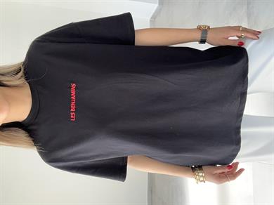 L-B Siyah Bisiklet Yaka Tişört