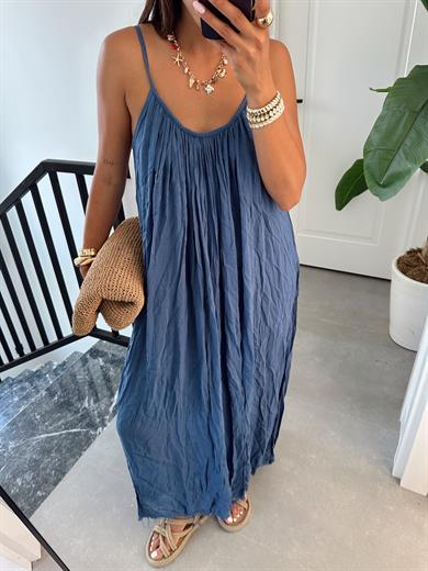 Lacivert Askılı Elbise