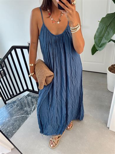 Lacivert Askılı Elbise