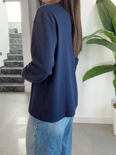 Lacivert Ayıcık Nakışlı Tişört