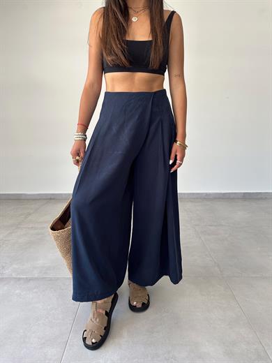 Lacivert Beli Lastkli Pareo Pantolon