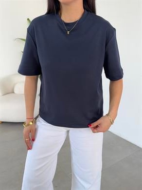 Lacivert Bisiklet Yaka Cs T-Shirt