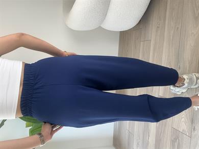 Lacivert Bombeli Yandan Fermuarlı Pantolon