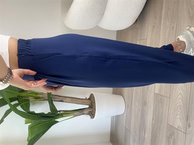 Lacivert Bombeli Yandan Fermuarlı Pantolon