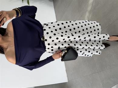 Lacivert Buzzy Geniş Yaka Bluz