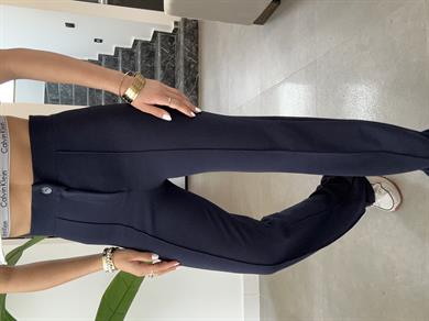 Lacivert Çimalı Palazzo Pantolon