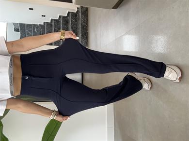 Lacivert Çimalı Palazzo Pantolon