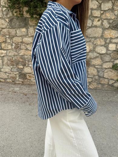 Lacivert Çizgili Gömlek