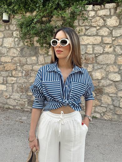 Lacivert Çizgili Gömlek