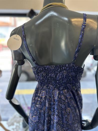 Lacivert Desenli İthal Elbise