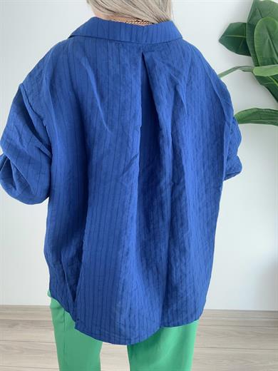 Lacivert Dikiş Detaylı Oversize Gömlek