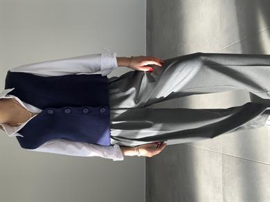 Lacivert Düğmeli Triko Yelek