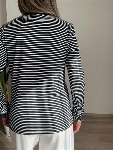 Lacivert-Ekru Çizgili Basic
