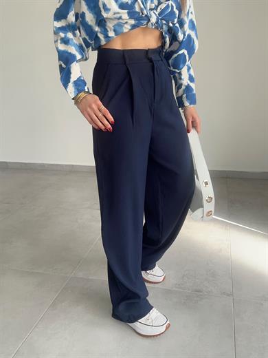 Lacivert Extra Yüksek Bel Palazzo Pantolon