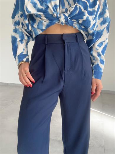 Lacivert Extra Yüksek Bel Palazzo Pantolon