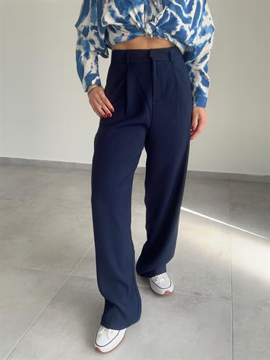 Lacivert Extra Yüksek Bel Palazzo Pantolon