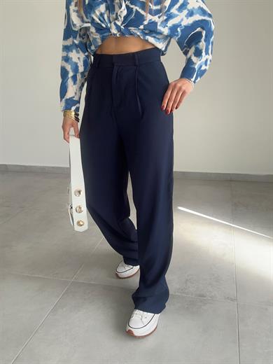 Lacivert Extra Yüksek Bel Palazzo Pantolon