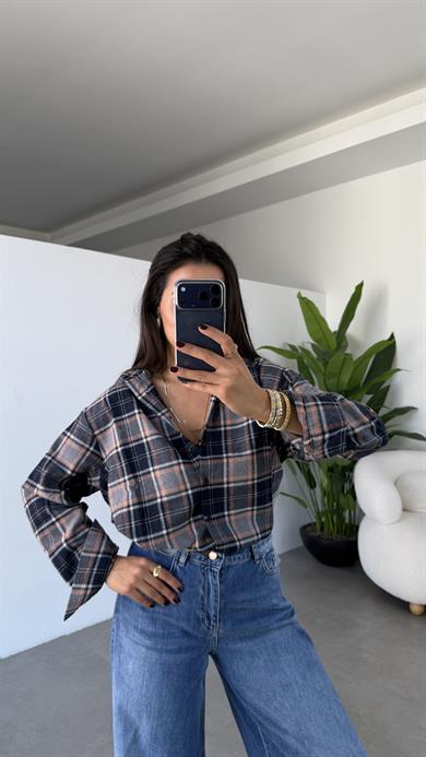 Lacivert-Gri Oduncu Gömlek