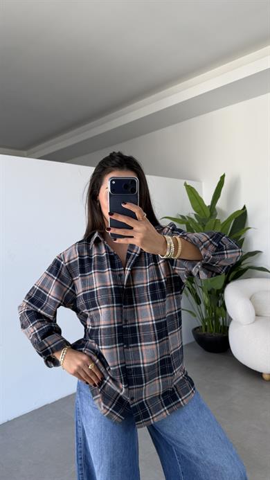 Lacivert-Gri Oduncu Gömlek