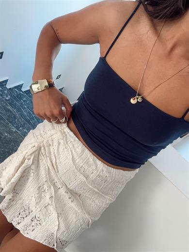 Lacivert İçi Dolgulu Askılı Crop