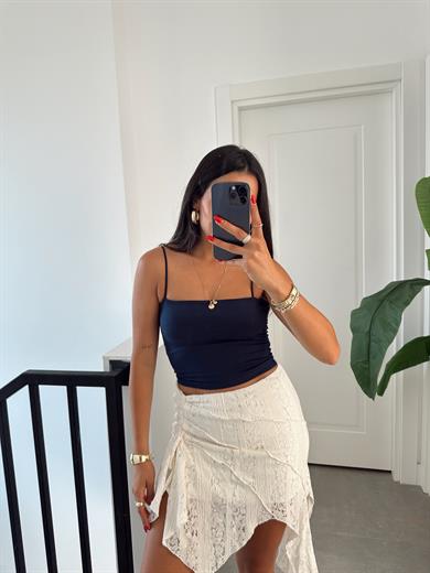 Lacivert İçi Dolgulu Askılı Crop