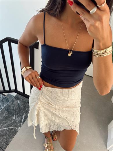 Lacivert İçi Dolgulu Askılı Crop