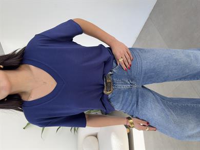 Lacivert İnterlok V Yaka Salaş Body