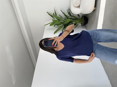 Lacivert İnterlok V Yaka Salaş Body