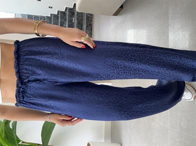 Lacivert Jakarlı Bol Paça Pantolon