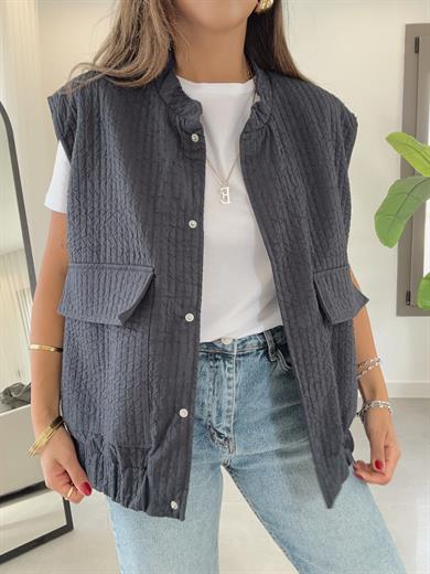 Lacivert Kapitone Yelek