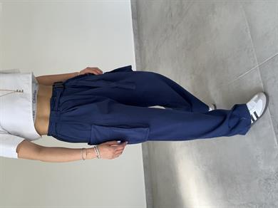 Lacivert Kemerli Kargo Pantolon