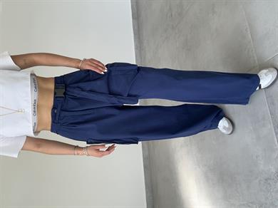 Lacivert Kemerli Kargo Pantolon