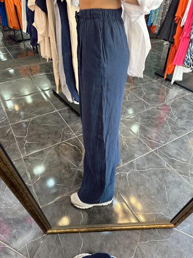 Lacivert Keten Bol Paça Pantolon